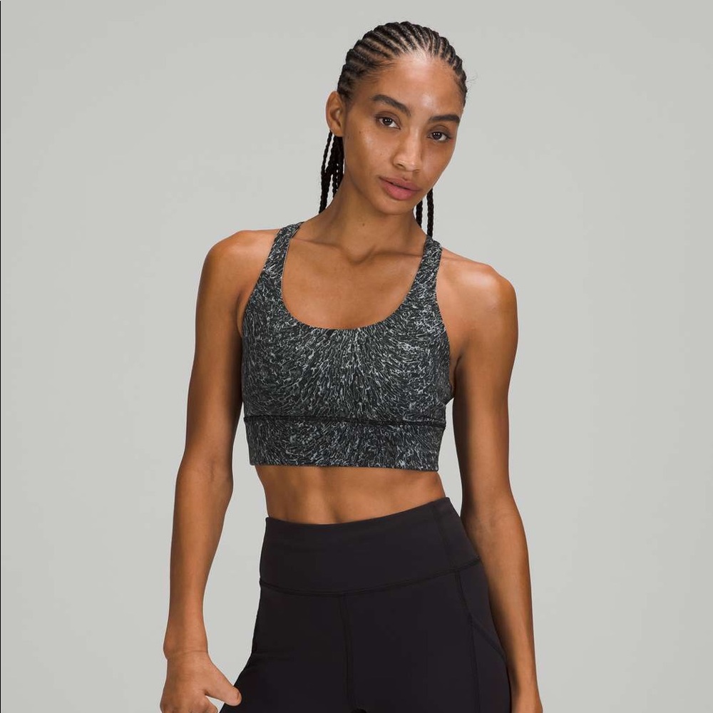 NWOT Lululemon Energy Bra Long Line Topography Rhino Grey Multi
